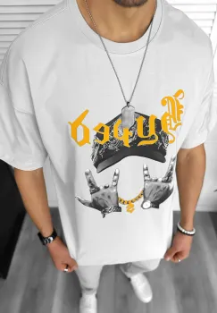 Tricou barbati gri  cu imprimeu  oversize Y171 22A-2.2 imagine