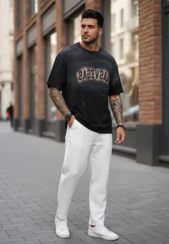 Tricou barbati negru  cu imprimeu  oversize Y140 6-2.2 imagine