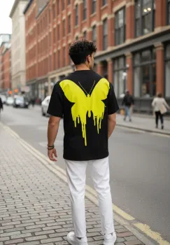 Tricou barbati  negru  oversize  premium Y265 imagine