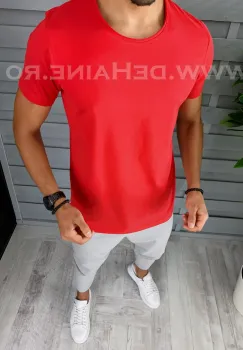 Tricou barbati rosu slim fit B1386 51-1.3 imagine