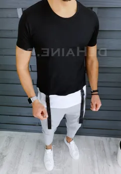 Tricou barbati slim fit asimetric ZR A8527 O1-4.3 imagine