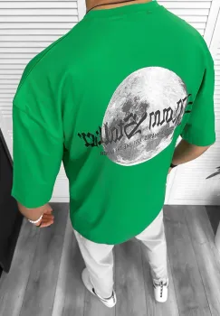 Tricou barbati verde  cu imprimeu pe spate  oversize 11821  O1-3.2 imagine