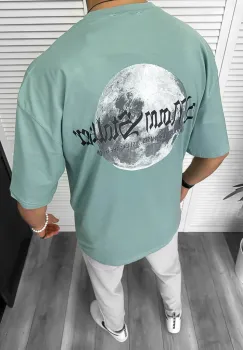 Tricou barbati vernil  cu imprimeu pe spate  oversize 11821  O1-3.2 imagine