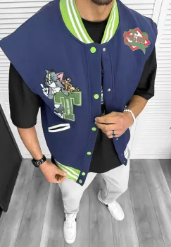 Vesta barbati casual  bleumarin  cu stickere  11826 imagine