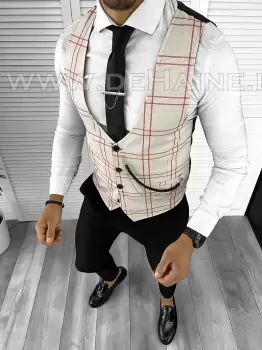 Vesta barbati eleganta slim fit bej B8078 140-6 E/ 203-3 imagine