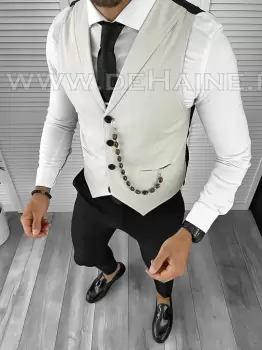 Vesta barbati eleganta slim fit bej B8173 140-6 E imagine