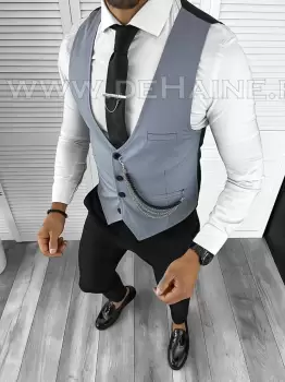 Vesta barbati eleganta slim fit bleu B8164 132-5 e imagine