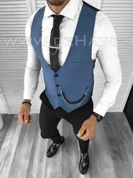 Vesta barbati eleganta slim fit bleu B8174 76-4 E/ 203-3 imagine