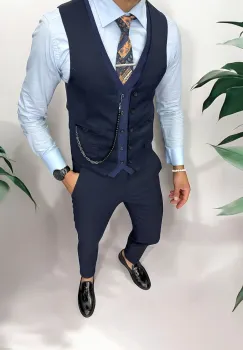 Vesta barbati eleganta slim fit  bleumarin  13223 imagine