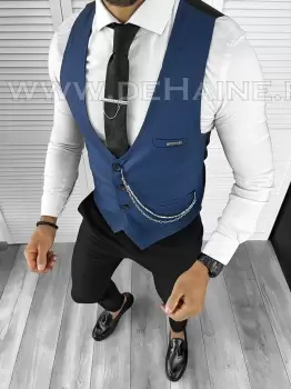 Vesta barbati eleganta slim fit bleumarin B8065 140-6 E imagine
