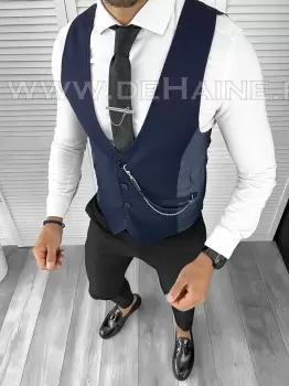 Vesta barbati eleganta slim fit bleumarin B8072 141-6 E imagine