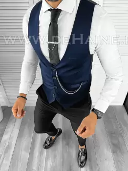 Vesta barbati eleganta slim fit bleumarin B8103 142-6 E imagine