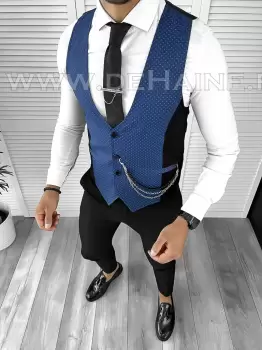 Vesta barbati eleganta slim fit bleumarin B8121 140-6 E imagine