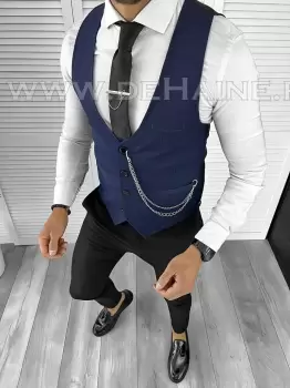 Vesta barbati eleganta slim fit bleumarin B8153 75-4 e imagine