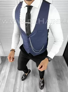 Vesta barbati eleganta slim fit bleumarin B8155 140-6 E imagine