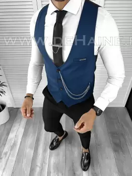Vesta barbati eleganta slim fit bleumarin B8160 75-4 e imagine
