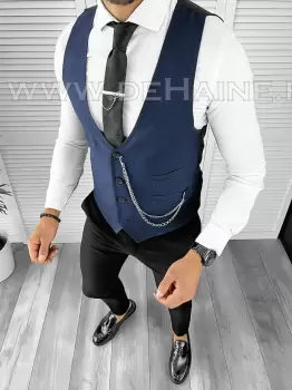 Vesta barbati eleganta slim fit bleumarin B8169 140-6 e imagine