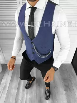 Vesta barbati eleganta slim fit bleumarin B8184 75-4 e imagine