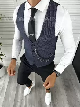 Vesta barbati eleganta slim fit bleumarin V21 140-2E imagine