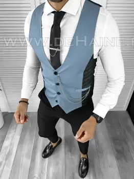Vesta barbati eleganta slim fit blue B8070 140-6 E imagine