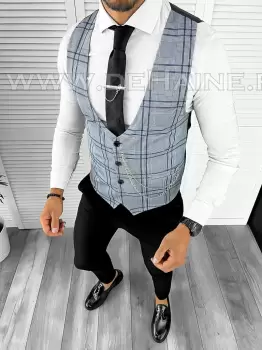 Vesta barbati eleganta slim fit blue B8087 141-6 E/ 132-5  imagine