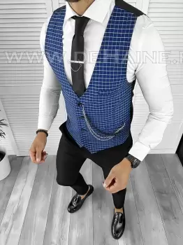 Vesta barbati eleganta slim fit bluemarin B8061 140-6 E imagine
