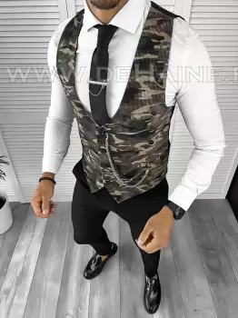 Vesta barbati eleganta slim fit camuflaj B8075 76-4 E/ 131-5 imagine