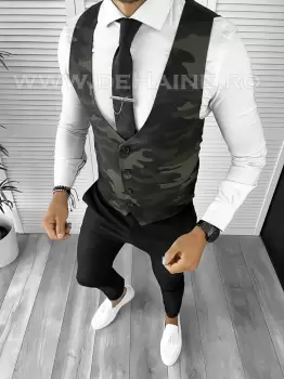 Vesta barbati eleganta slim fit camuflaj B8906 13-2.2 imagine