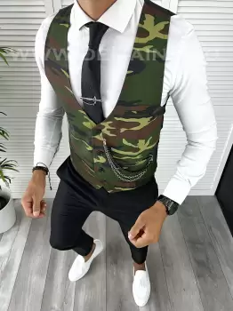 Vesta barbati eleganta slim fit camuflaj V13 E 142-3 imagine