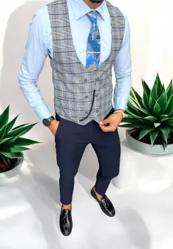 Vesta barbati eleganta slim fit  in carouri  13219 imagine