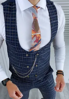 Vesta barbati eleganta slim fit in carouri V00 44-1.2 imagine