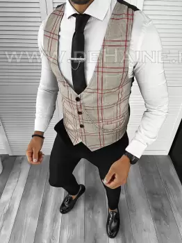 Vesta barbati eleganta slim fit maro B8089 142-6 E/ 201-3 imagine