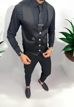 Vesta barbati eleganta slim fit  neagra   13215 imagine