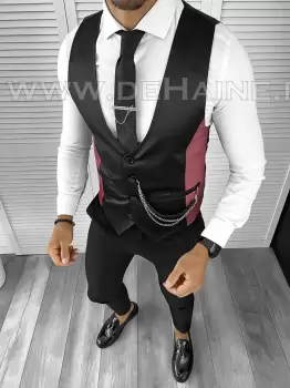 Vesta barbati eleganta slim fit neagra B8071 142-6 E imagine