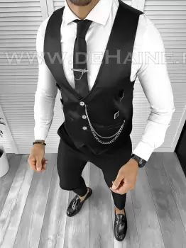 Vesta barbati eleganta slim fit neagra B8084 140-6 E/ 203-3 imagine