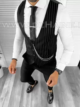 Vesta barbati eleganta slim fit neagra B8095 133-5 E imagine