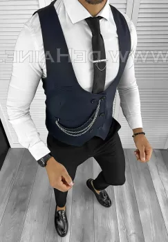Vesta barbati eleganta slim fit neagra B8186  O1-4.2 imagine