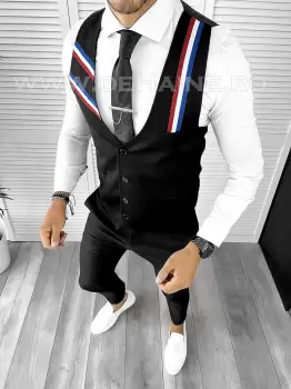 Vesta barbati eleganta slim fit neagra B8905 13-2.2 imagine