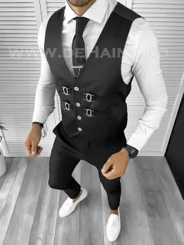 Vesta barbati eleganta slim fit neagra B8938 13-3.2 imagine