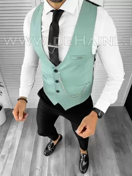Vesta barbati eleganta slim fit turquaz B8081 142-6 E imagine