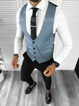 Vesta barbati slim fit albastra B8251 75-4 e/ 131-5 imagine
