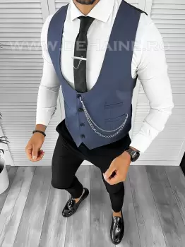 Vesta barbati slim fit albastra B8265 132-5 e imagine