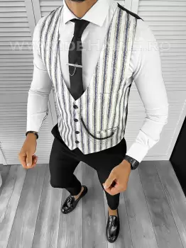 Vesta barbati slim fit cu imprimeu B8269 76-4 E imagine