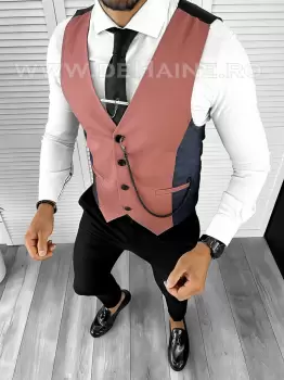 Vesta barbati slim fit roz B8264 75-4 e imagine