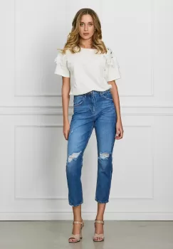 Blugi Anastasia albastri cu rupturi imagine