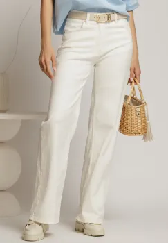 Blugi dama ivoar cu talie inalta si croi drept imagine