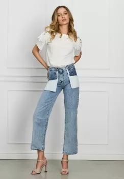 Blugi Marina albastri cu buzunare decorative imagine