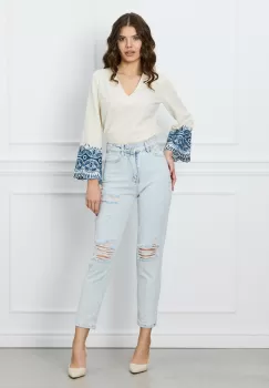 Blugi Oana bleu cu rupturi imagine