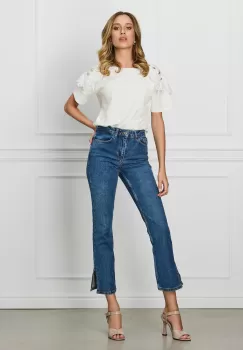 Blugi Sofia albastri cu decupaje la baza imagine