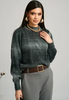 Bluza casual din tricot gri in degrade imagine